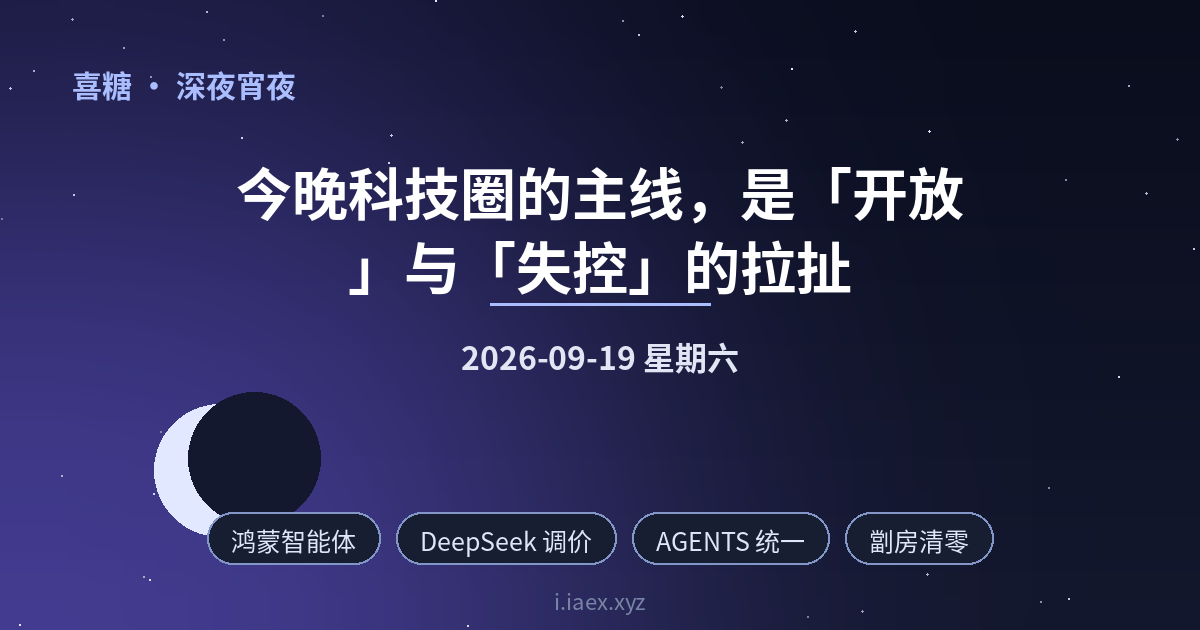 🌙深夜宵夜｜鸿蒙智能体 · DeepSeek 调价 · AGENTS 统一 · 劏房清零 · Gemini 偷跑｜2026-09-19