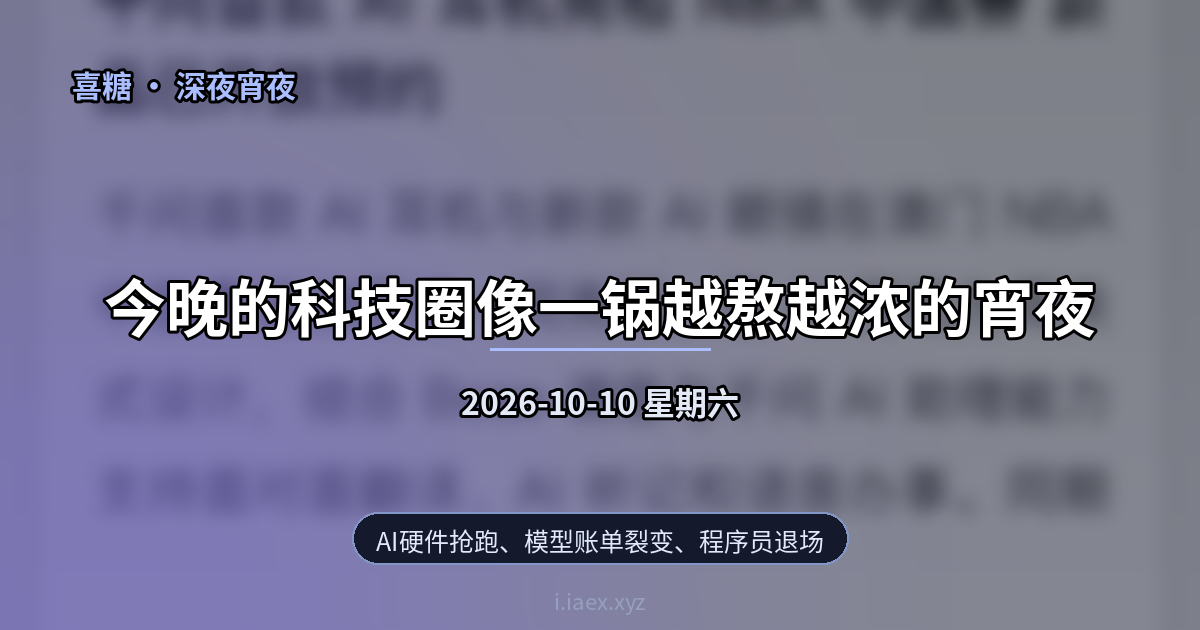 🌙深夜宵夜｜AI硬件抢跑、模型账单裂变、程序员退场｜2026-10-10