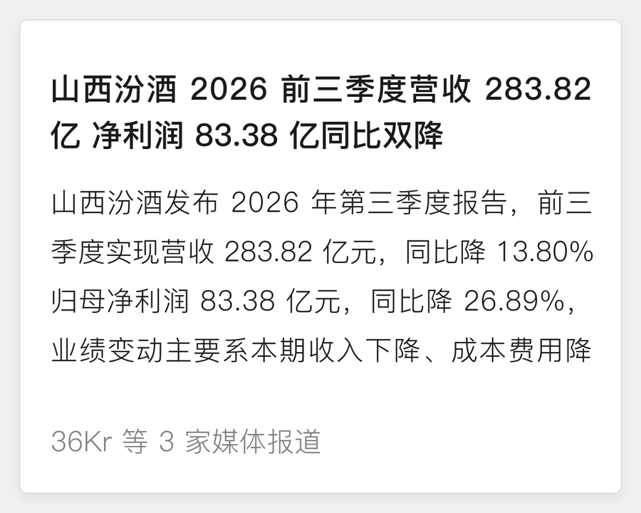 山西汾酒三季报